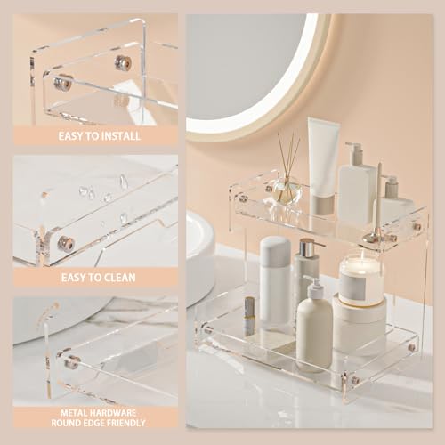 Acliys Bathroom Counter Organizer Countertop 2 Tier Storage Acrylic Corner Makeup Organizer for Perfume Stand, Vanity Hold...