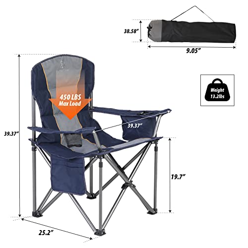 ALPHA CAMP Oversized Folding Camping Chair, Heavy Duty Portable Lawn Chairs with Cooler Bag, Side Pocket & Cup Holder, Fol...