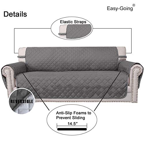 Easy-Going Reversible Couch Cover for 3 Cushion Couch Sofa Cover for Dogs Water Resistant Furniture Protector Cover with F...