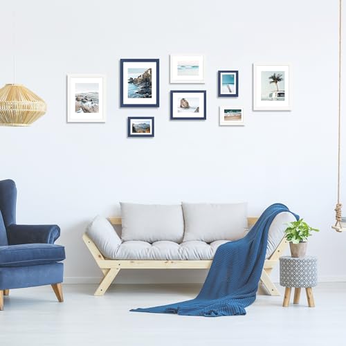 SZYUU 5x7 Picture Frame Set of 4, High Definition Real Glass, Display Pictures 4x6 with Mat or 5x7 Without Mat, Gallery Wa...
