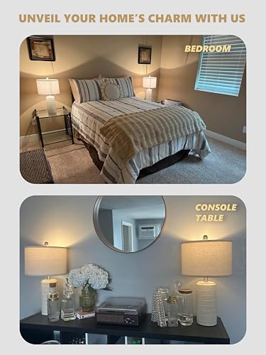 PoKat 23" Modern Ceramic Table Lamp Set of 2 for Living Room White Desk Lamps for Bedroom Farmhouse Bedside Nightstand Lam...