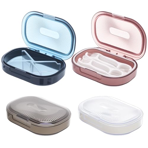 bomyarJr 4 Pcs Qtip Holder Hair Tie organizer Small Container Portable Travel Qtips Case Cotton Swab Holder Flosser Dispen...