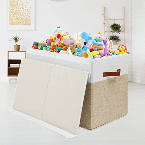 Gowee Large Toy Storage Box with Lid, Sturdy Toys Storage Chest Bin Organizer Basket with Dividers for Kids, Boys, Girls, ...