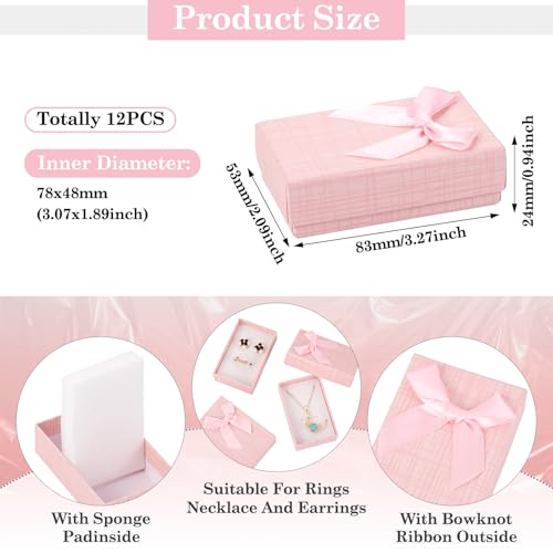 Craftdady 12 pcs Jewelry Gift Box Set Empty Packaging Cases with Bowknot Rectangle Cardboard Paper Jewelry Boxes with Lid ...