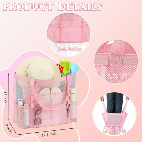 GYEUKHAM Mesh Beach Bag - Large Beach Tote Bag with Multiple Pockets for Family Beach Bag for Toys & Vacation Essentials
