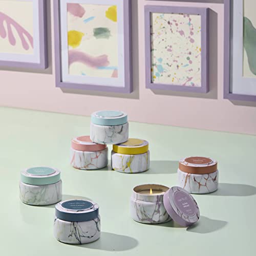 Capri Blue Modern Marble Printed Travel Tin Jar Candles - Luxury Decorative Candles for Home Scented - Long Lasting Soy Wa...