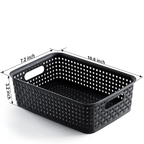 [ 8 Pack ] Plastic Storage Baskets, Small Pantry Organization and Storage Bins, Household Organizers for Laundry Room, Bat...