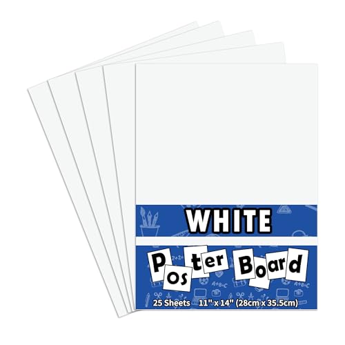 pmybupo 25 Packs Poster Boards11x14“White Poster Paper,Poster Board Bulk,Posteboard,School Supplies