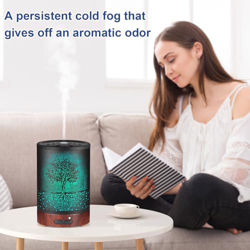 Essential Oil Diffuser- Aromatherapy Diffuser with7 Colors Light and Auto-Off for Women Metal Cool Mist Humidifier for Hom...