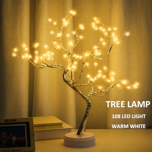 PXBNIUYA Room Decor, 20" 108 LED Tabletop Bonsai Tree Light, DIY Artificial Tree Lamp, Battery/USB Operated, Aesthetic Lam...