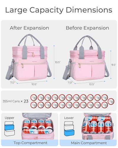 Hedcaw Lunch Box for Women Double Deck Insulated Lunch Bag Women Expandable Leakproof Reusable Lunch Cooler Bag for Work, ...