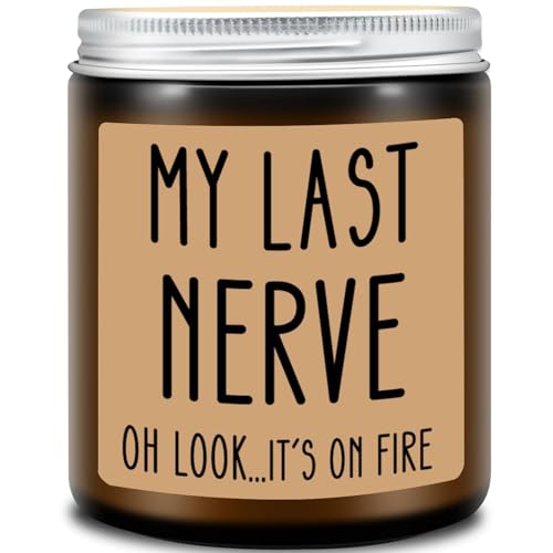 Homsolver Gifts for Women Men, Birthday Gifts for Women, Mom, Her, Him - My Last Nerve Lavender Candles - Funny Best Frien...