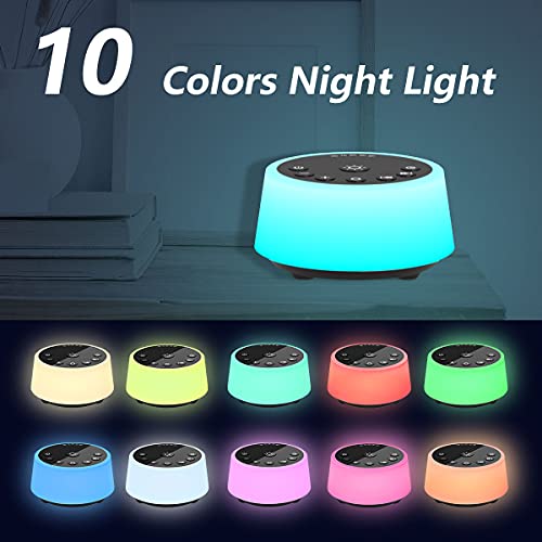 Color Noise Sound Machines with 10 Colors Night Light 25 Soothing Sounds and Sleep White Noise Machine 32 Volume Levels 5 ...