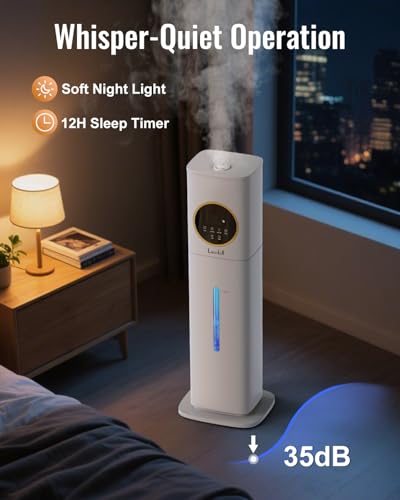 Humidifiers for Bedroom, 2.1Gal/8L Humidifier large room with Essential Oil Diffuser, Night Light, Top Fill Whole House Co...