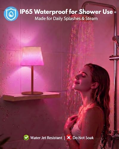 EZVALO Spa-Like Shower Lamp – Waterproof Bathroom Lamp with Remote, Rechargeable Cordless Mood Light, 3 Color Temps & 80 R...