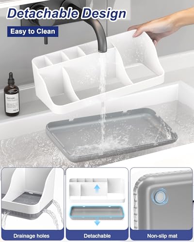 Bathroom Counter Organizer and Storage, 7 Slots Detachable Toothbrush Holders for Bathrooms, Anti-Slip Electric Toothbrush...