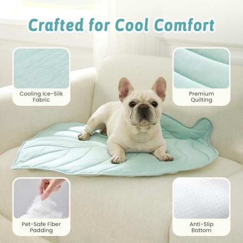 COZY KISS Dog Cooling Mat, Q-Max > 0.4 Leaf Shaped Pet Pad, Liquid Pee Proof Summer Mat for Cats, Washable Sleep Blanket f...