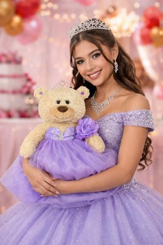KINNEX COLLECTIONS SINCE 1997 Large 20” Quinceañera Teddy Bear Centerpiece – Elegant Dress, Oversized Keepsake Gift for 15...