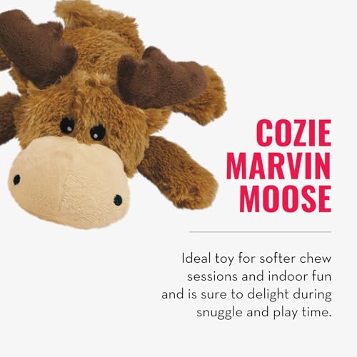 KONG Cozie Marvin Moose & SqueakAir Balls (3 Pack) - Dog Fetch & Chew Toys for Fun - Soft Toy Moose for Indoor Play - Dura...