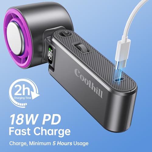 Coolhill Handheld Portable fan with Turbo Cooling - Hand Held Fan Rechargeable, 1-100 Speeds, Up to 12Hrs Battery Life, Po...