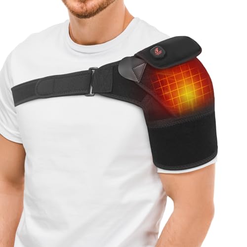 Telepepe Cordless Shoulder Heating Pad, Heated Shoulder Brace for Rotator Cuff Frozen, 3 Heat Levels, 3000mAh Rechargeable...