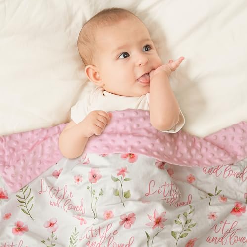 CIVARUA KIDS Floral Baby Blankets for Girls - Super Soft Nursery Minky Blanket, Newborn Baby Blanket with Double Layer Dot...