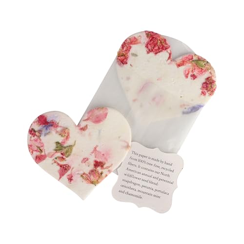 Set of 48 Pink Heart Seed Paper – Writable & Plantable Wildflower with Envelopes & Planting Guides, Mom's Gift for Mother’...
