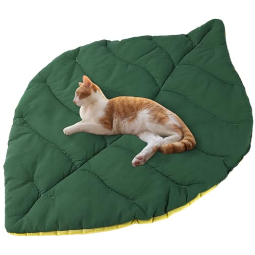 Sinbana Pet Cooling Mat, 23.62x18.11in Leaf Shaped Pads Breathable Cat Calming Pads Easy to Clean Soft Pet Cozy Mat for Ca...