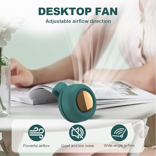 Portable Silent Mini Bladeless Electric Fan, Mini Whirlwind Fan for Waist Clip Fans USB Rechargeable, 3 Speeds Rotatable C...