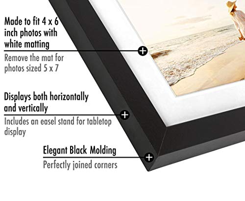 Americanflat 5x7 Picture Frame with Shatter-Resistant Glass - Set of 2 - Use as 4x6 Frame with Mat or Display 5x7 Photo Wi...