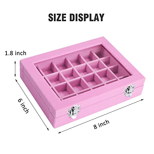 Vicoter Velvet Jewelry Box 24 Grid Jewelry Ring Display Organiser Box Tray Holder Earrings Storage Case for Girls Wife Mom...