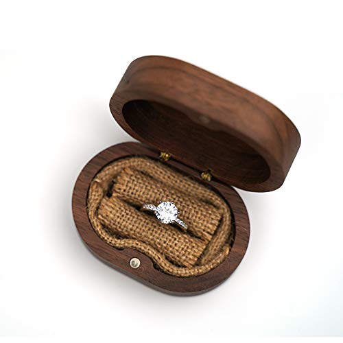 molchagar Ring Box for Wedding Ceremony, 2 Slots Ring Box, It Was Always You Commitment of Love Engraved Wooden Ring Holde...