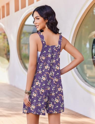 Ekouaer Womens Overalls Summer Rompers Sleeveless Short Jumpsuits Casual Beach Vacation Outfits with Pockets