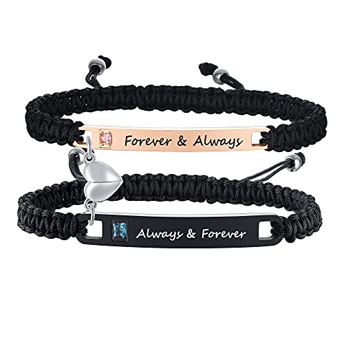 MEALGUET Personalized Couple Bracelet Customized Couple Bracelets Set Mutual Attraction Custom Name Relationship Bracelet ...