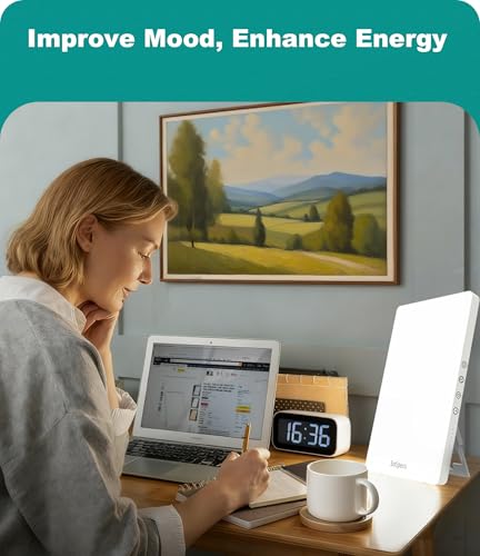 Sotipevs Light Therapy Lamp, 15,000 Lux Happy Lamp, Adjustable Brightness UV-Free, Touch Control Sun Lamp with Memory Func...