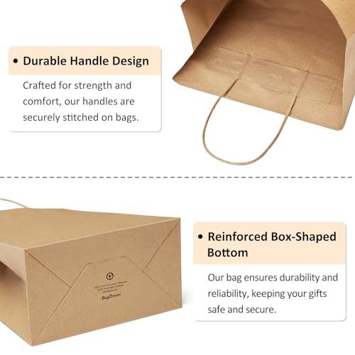 BagDream Gift Bags 8x4.25x10.5 100Pcs Brown Paper Gift Bags with Handles Bulk for Wedding, Party Favor, Grocery, Shopping,...