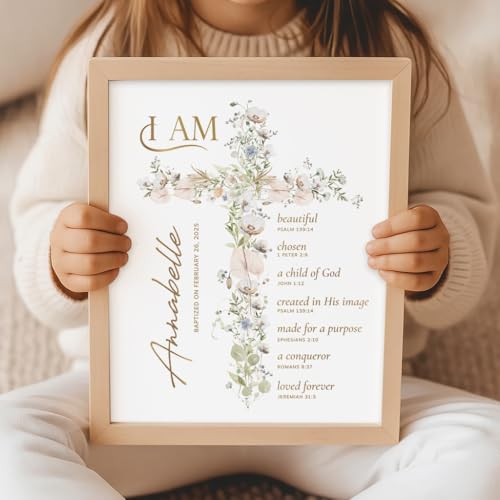 Baby Baptism Gifts for Girl Personalized Canvas or Print Unframed, First Holy Communion Gifts for Girls, Christening, Conf...