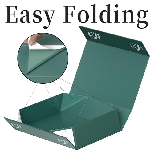 PSHVYM Gift Boxes with Lids, 11.5x7.8x3 In Forest Green Gift Box for Presents Magnetic Closure for T-Shirts, Gloves, Scarv...