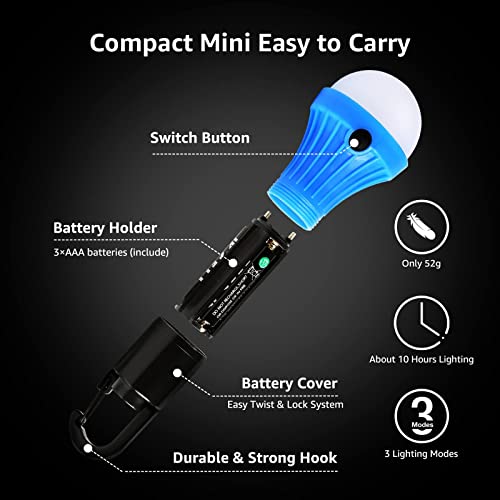 Lepro LED Camping Lantern, Camping Essentials, 3 Lighting Modes, Hanging Tent Light Bulbs with Clip Hook for Camping, Hiki...