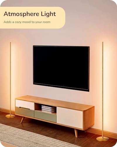 EDISHINE LED Corner Floor Lamp, Modern Slim Dimmable Light, Adjustable Height, 57.5" Minimalist Tall Lamp for Living Room,...