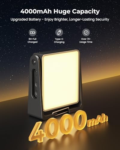 Portable Camping Light, 2 Pack Rechargeable 4000mAh Dimmable LED Camping Lanterns with 360° Rotatable Stand, 2-in-1 Flashl...