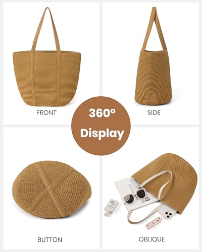 Straw Bag, Beach Bag Straw Beach Bags for Women Foldable Packable Beach Tote Lightweight Large Shoulder Handbags
