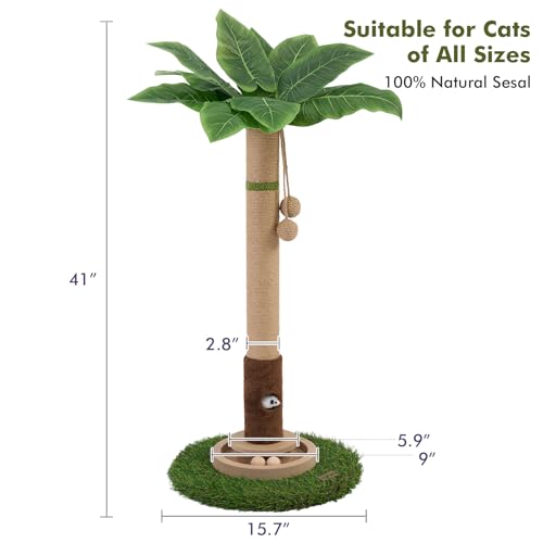 Woochpet Cat Scratching Post 35'' Tall Cat Scratcher Tree Tower Scratching Posts for Indoor Cats with Cat Toy Mouse Hole a...