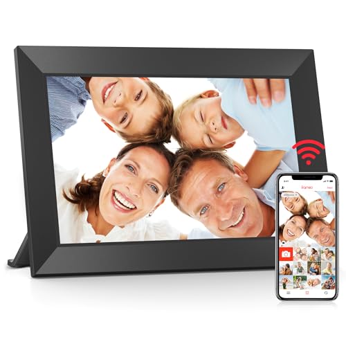BIGASUO Digital Picture Frame, 10.1" Frameo Digital Frame WiFi with 32GB Memory, 1280x800 IPS Touch Screen, Send Photos/Vi...