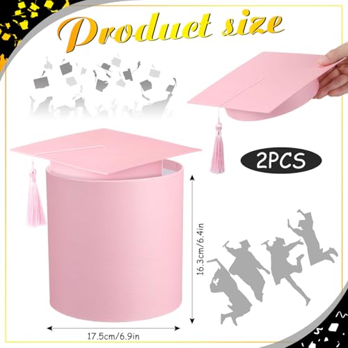 Weekgrat 2 Pack 2026 Graduation Cap Flower Gift Boxes Class of 2026 Cap Candy Box Empty Container with Tassel for Graduati...