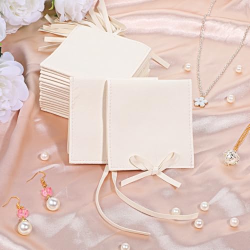 YQQYG 30 Pcs Microfiber Jewelry Pouch with Band 8x8 cm, Jewelry Packaging Gift Bags for Bracelet Necklace Packaging