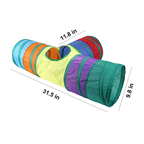 32Pcs Cat Toys Kitten Interactive Pet Toys Assortments, Foldable Rainbow Tunnel, Teaser Wand Fluffy Mouse Crinkle Balls Be...