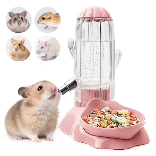 VANNON 2 in 1 Hamster Feeder Small Animal Water Bottle & Food Bowl Water Dispenser & Food Dish Bowl for Hamster, Small Mic...