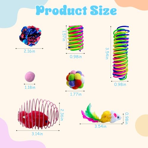 EchoFrog 27Pcs Cat Toys Variety Pack for Indoor Cats, Interactive Spring Cage Mice & Small Mice, Plush Balls, Crinkle Ball...