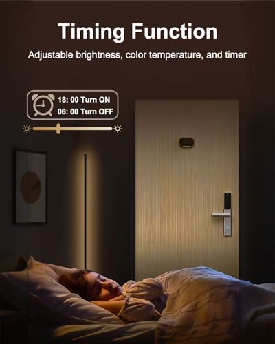 Keepsmile Smart RGB LED Corner Floor Lamp,172 LEDs Bright Standing Lamps for Living Room with APP and Remote,Modern Floor ...